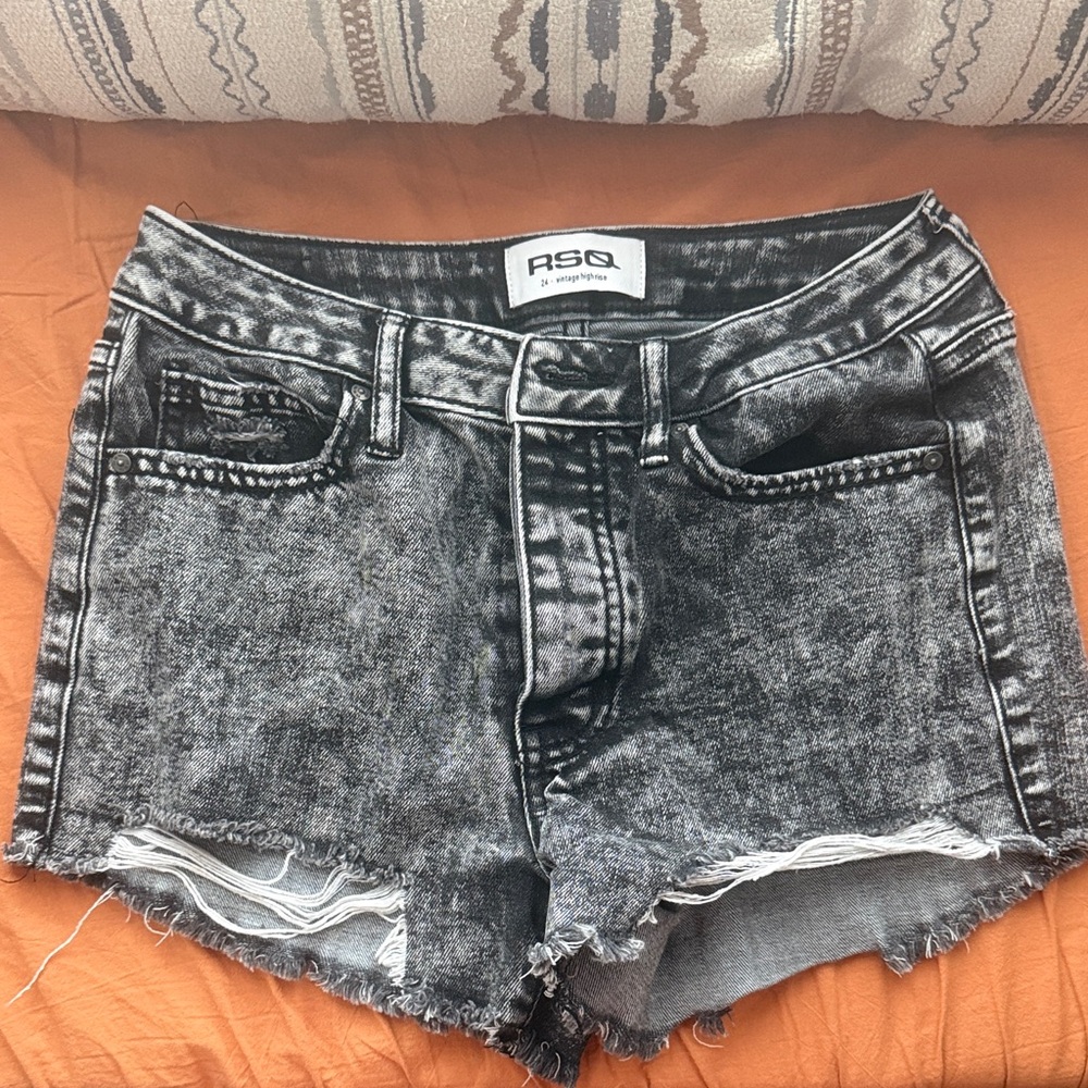RSQ Women's Gray Distressed Jean Shorts